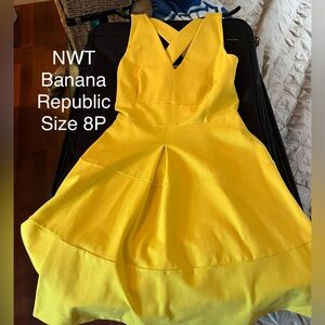 Banana Republic yellow sleeveless fit and flare mini dress